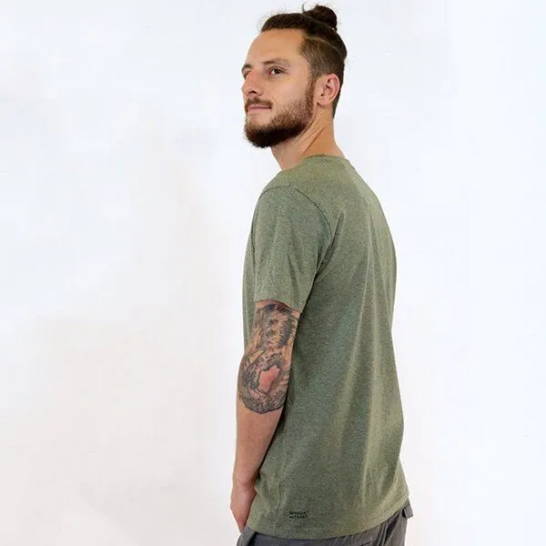 Spangeltangel Spangeltangel T-Shirt "Weltscheibe", Herren, bedruckt, Siebdruck, Schallplatte und Erdkugel, Grün, – Produktbild 2 von 3