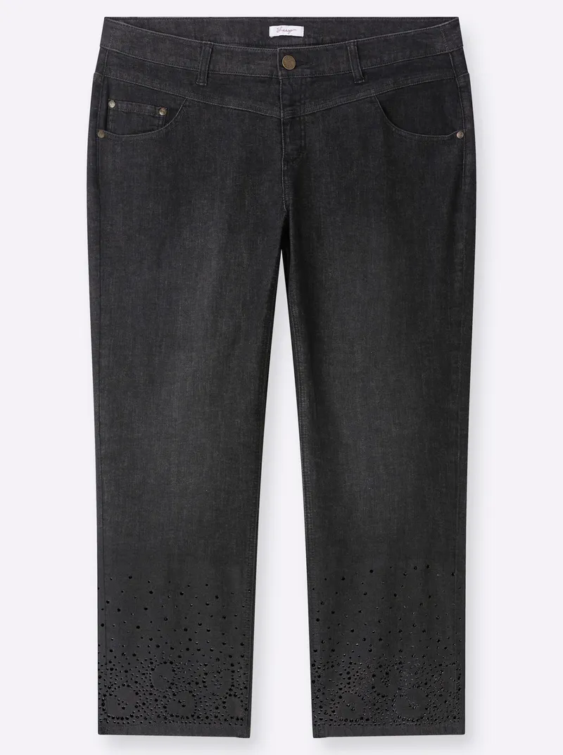 sheego Gerade Jeans black denim, Black denim, – Produktbild 1 von 2