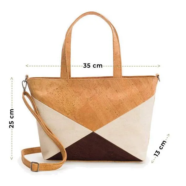 Kork-Deko Kork-Deko Kork-Handtasche beige-braun-weiß (Shopper) – Produktbild 2 von 6
