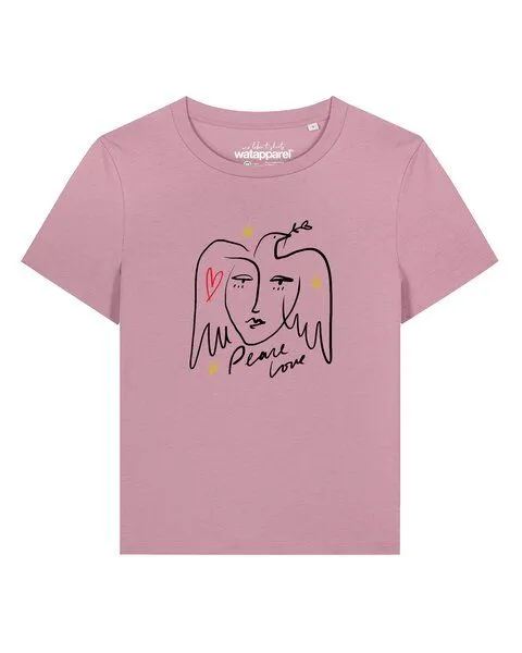 watapparel watapparel T-Shirt Frauen Peace Love, Lilac dream, – Produktbild 1 von 2