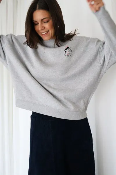 Kultgut Kultgut Artdesign- Kuscheliger Sweatpullover / Une Baguette, Grau, – Produktbild 2 von 4