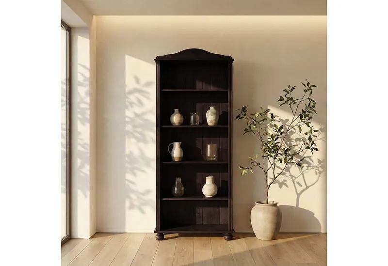 OTTO home Regal Mette Bücherregal mit 5 offenen Fächern, aus massivem Kiefernholz, in unterschiedlichen Größen und Farben, Beige|braun, – Produktbild 1 von 5