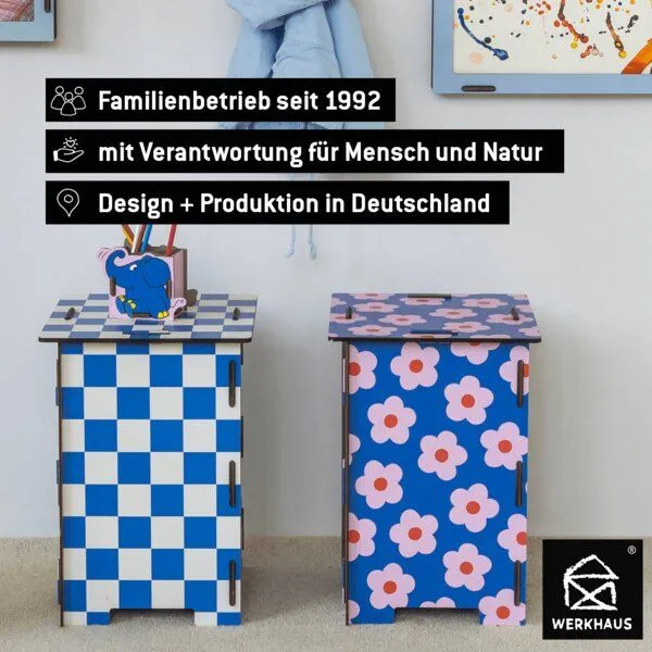 WERKHAUS WERKHAUS Photohocker - Schachbrettmuster blau – Produktbild 3 von 4