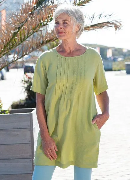 Heidekönigin Heidekönigin Leinen Tunika, Olive, – Produktbild 2 von 4