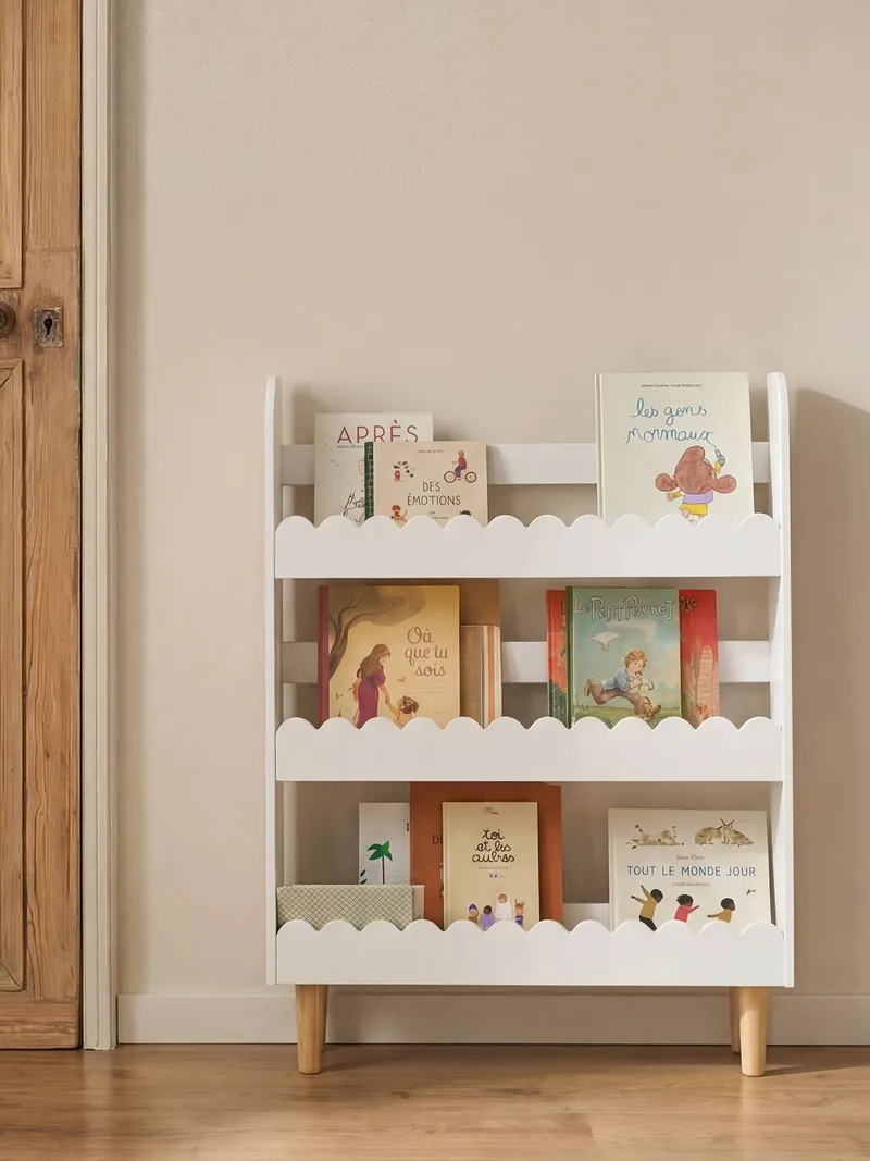 Vertbaudet Schmales Wand-Bücherregal FESTON mit Füßen, Weiß, – Produktbild 1 von 3