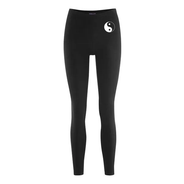 HANDGEDRUCKT HANDGEDRUCKT Leggings aus Biobaumwolle " YingYang", Black, – Produktbild 1 von 2