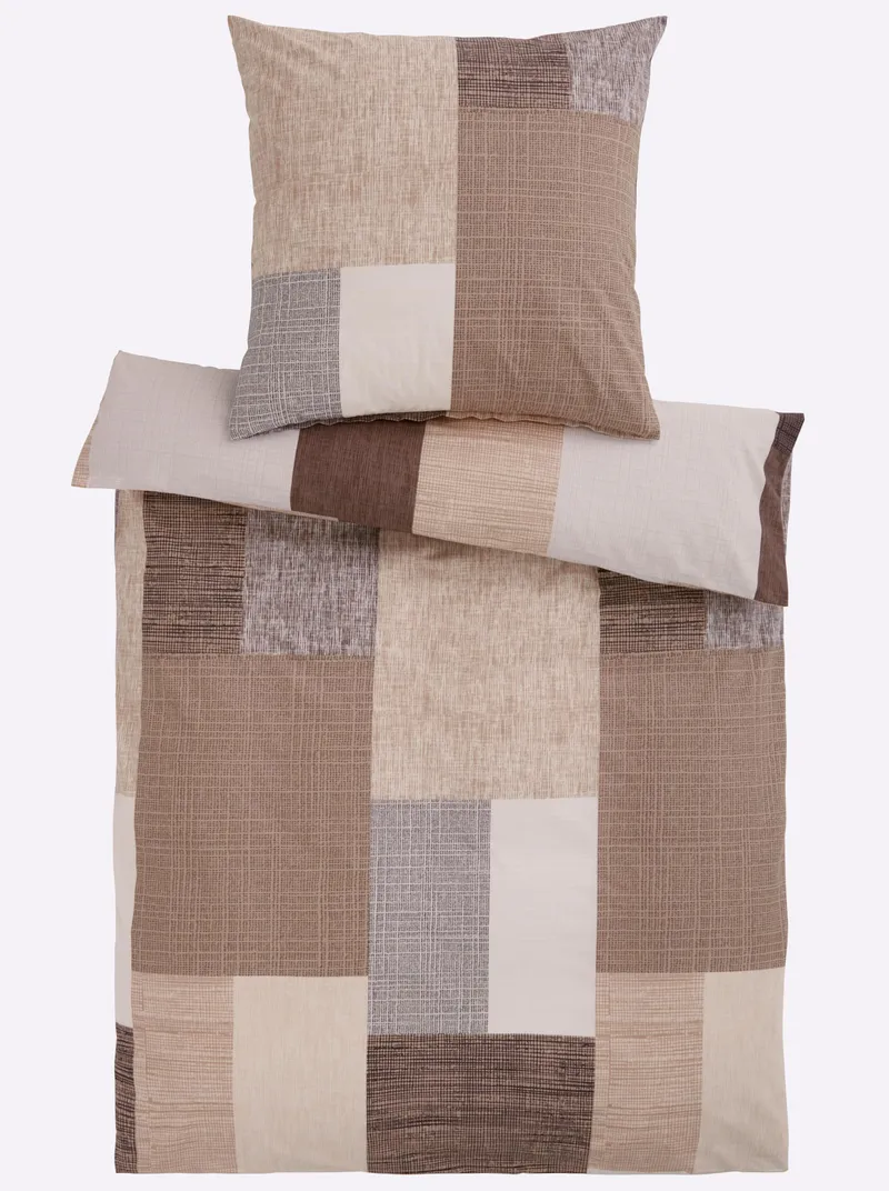 heine home Bettwäsche beige-hellgrau-bedruckt, Beige-hellgrau-bedruckt, – Produktbild 1 von 3