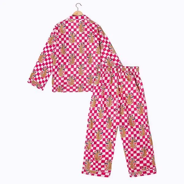 KIKOONI KIKOONI Baumwoll Pyjama "Sleepy K", Wild check pink, – Produktbild 4 von 4