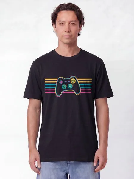 watapparel watapparel T-Shirt Unisex Retro Joystick, Black, – Produktbild 2 von 2