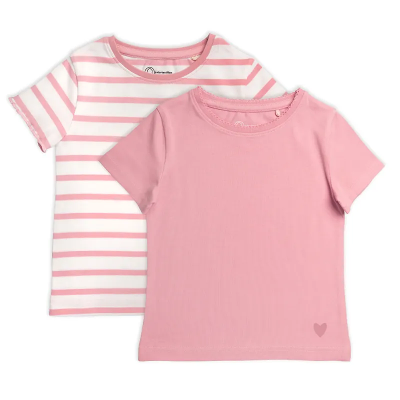 Living Crafts LIVING CRAFTS - Kinder Mädchen-T-Shirt, 2er Pack - Mehrfarbig (95% Bio-Baumwolle; 5% Elasthan), Nachhaltige Mode, Bio Bekleidung, Mehrfarbig, – Produktbild 3 von 3