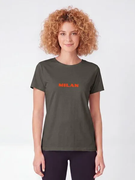 watapparel watapparel T-Shirt Frauen Milan Flora, Khaki, – Produktbild 3 von 3