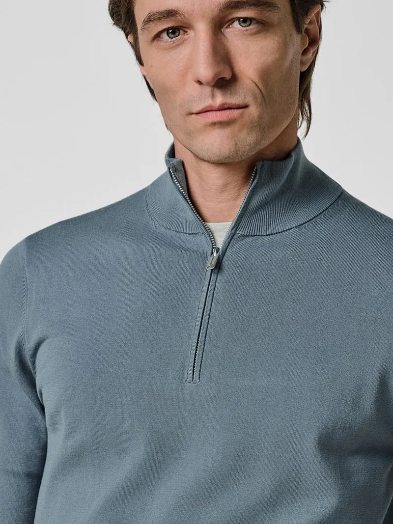 Profuomo Profuomo Half Zip Pullover Luxury Basic Blau - Größe XL, Hellblau, – Produktbild 2 von 5