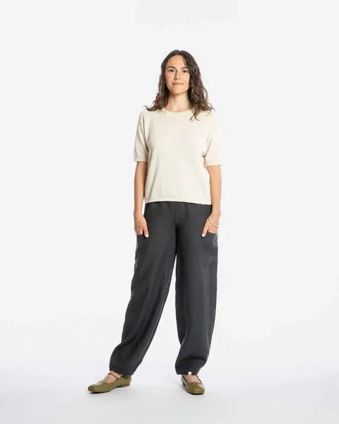 MATONA Matona Lange Hose | Barrel Leg Pants | aus Leinen, Black, – Produktbild 3 von 4