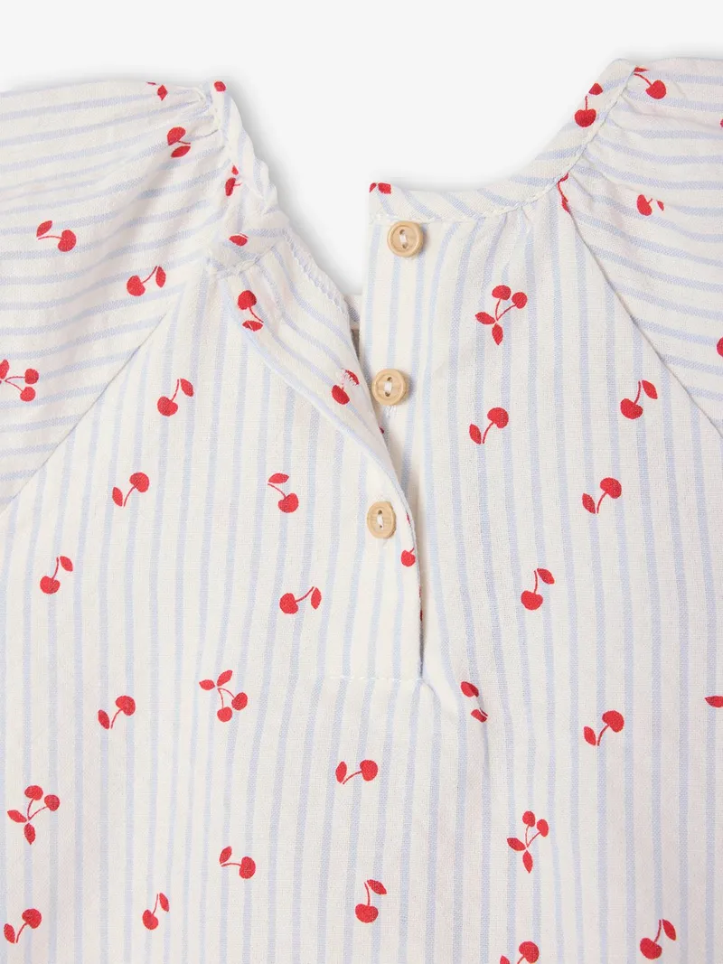 Vertbaudet Baby Bluse mit kurzen Ärmeln, Blau gestreift, – Produktbild 3 von 3