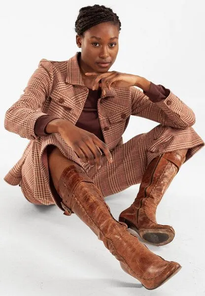 Alma & Lovis Alma & Lovis Karo-Blazerjacke aus Bio-Baumwolle | Check Jacke, Camel (kamel), – Produktbild 4 von 4