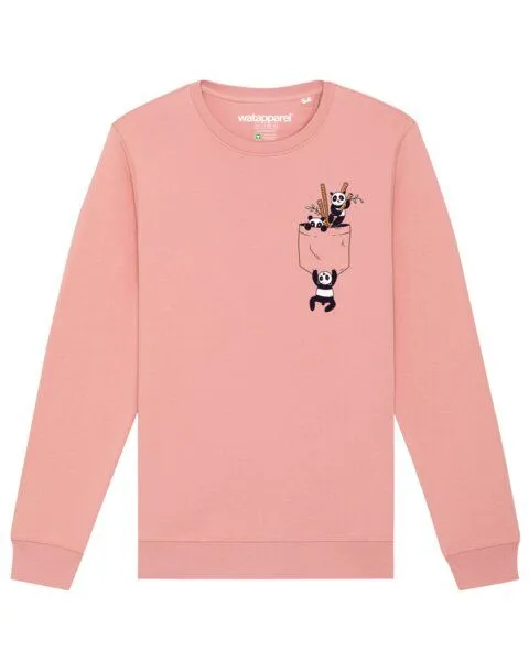 watapparel watapparel Sweatshirt Unisex Pocket Pandas, Canyon pink, – Produktbild 1 von 4