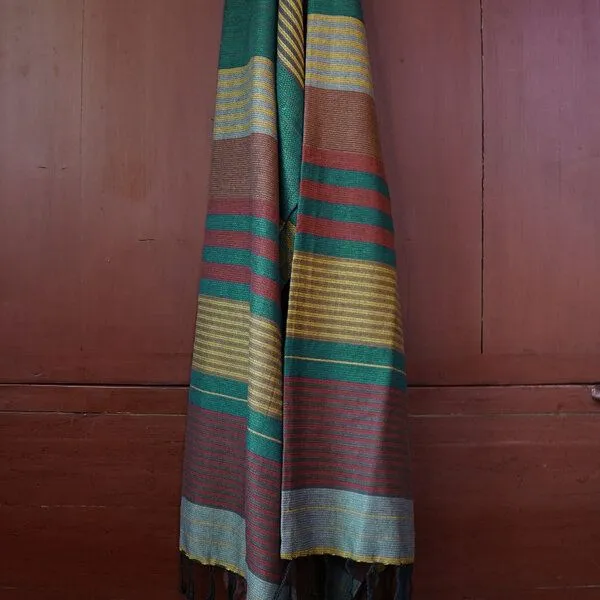 Karawan authentic Karawan authentic Hamamtuch Fouta ebony, Biobaumwolle, 100 x 200 cm, Redblue (rot) (grün), – Produktbild 1 von 2