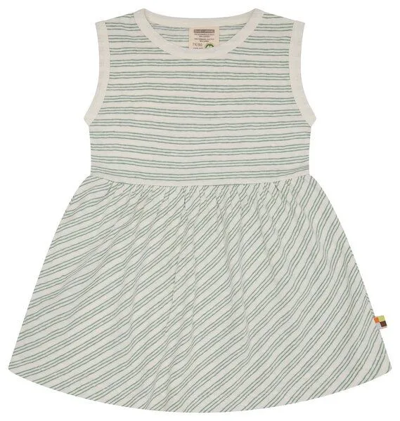 loud + proud loud + proud Babys & Kinder Kleid Streifen mit Leinen, GOTS-zertifiziert, Bamboo(grün), – Produktbild 1 von 2