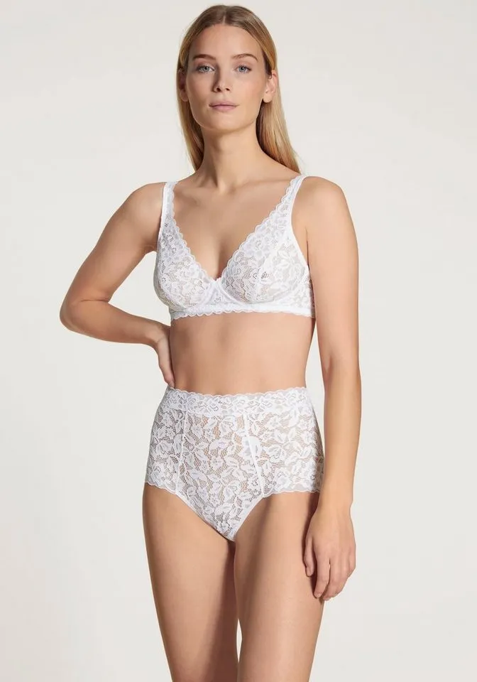 CALIDA CALIDA High-Waist-Slip Natural Comfort Lace weiche, verspielte Spitze, elastisch, extrabreiter Bund, bequem, Weiß, – Produktbild 5 von 5