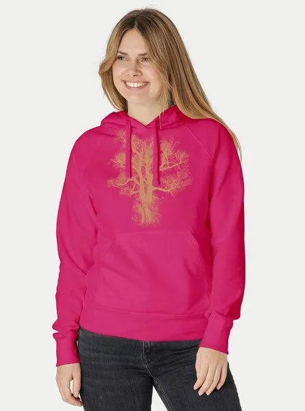 Peaces.bio - handbedruckte Biomode Peaces.bio - handbedruckte Biomode Bio-Damen-Kapuzensweater Chestnut, Pink, – Produktbild 2 von 3