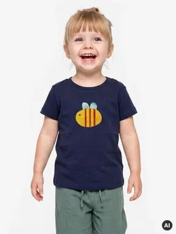 MelaDi MELAdi Kinder Baby-Shirt aus Biobaumwolle - Hummel auf Navy Blau – Produktbild 1 von 1