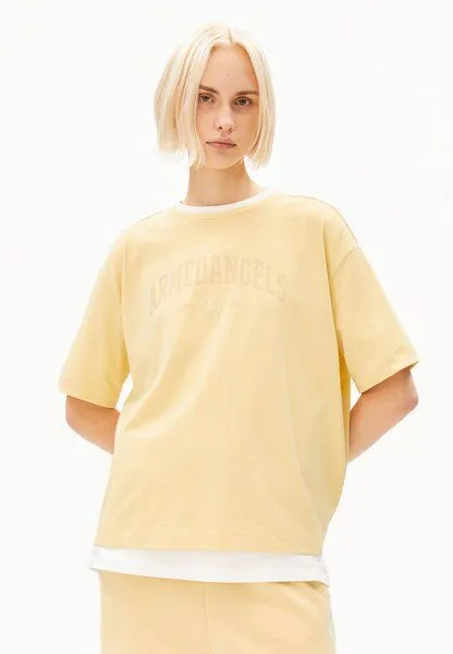 ARMEDANGELS ARMEDANGELS GIANNAA COLLEGE Damen T-Shirt aus Bio-Baumwoll Mix, Golden hay, – Produktbild 1 von 4