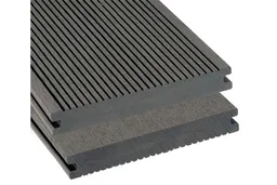 woodstore24 BPC Massivdiele WoodoAthen, 19 x 140 mm, beidseitig begehbar, geriffelt / glatt, grau, in der Länge 4 m – Produktbild 1 von 1