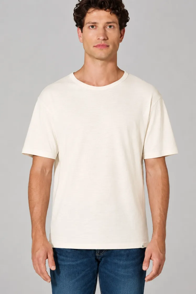 HempAge Hempage Herren vegan T-Shirt Aus Slub Jersey Cremefarben, Weiß, – Produktbild 2 von 2