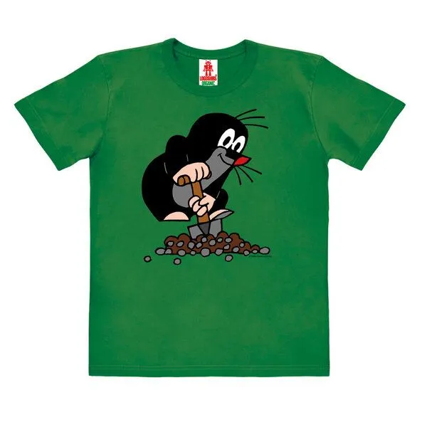 LOGOSH!RT LOGOSH!RT - Krtek - Der kleine Maulwurf - Hügel - Bio T-Shirt Print - Kinder - Jungen & Mädchen, Grün, – Produktbild 1 von 4