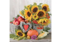 Ambiente Luxury Paper Products Papierserviette, Servietten Papier 33x33cm 3-lagig mit Sonnenblumen & Obst Motiv 20 Stk – Produktbild 1 von 1