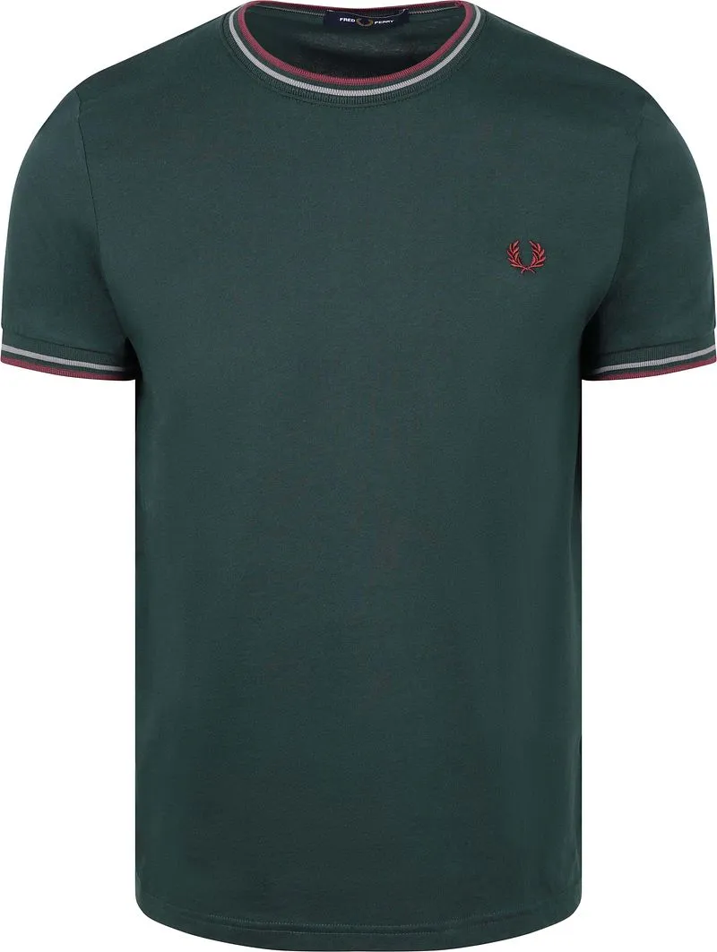 Fred Perry Fred Perry Twin Tipped T-Shirt Dunkelgrün 85A - Größe S, Dunkelgrün, – Produktbild 2 von 5
