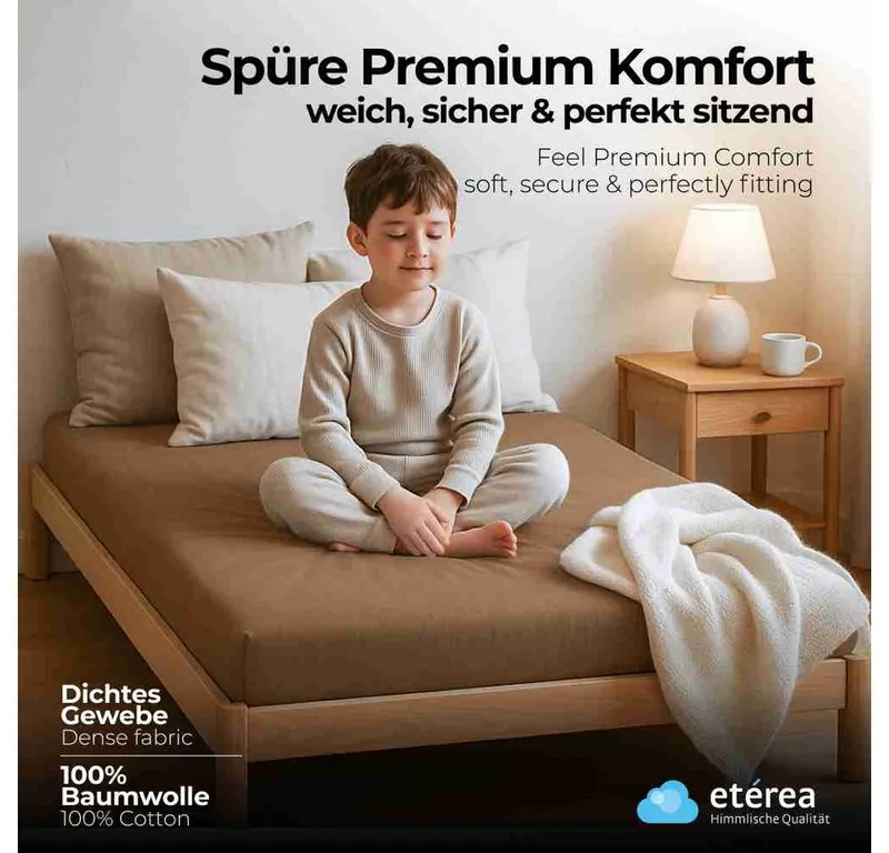 etérea Himmlische Qualität Spannbettlaken etérea Comfort Jersey Spannbettlaken, Jersey, Gummizug: rundum, (1 Stück), Braun, – Produktbild 2 von 6