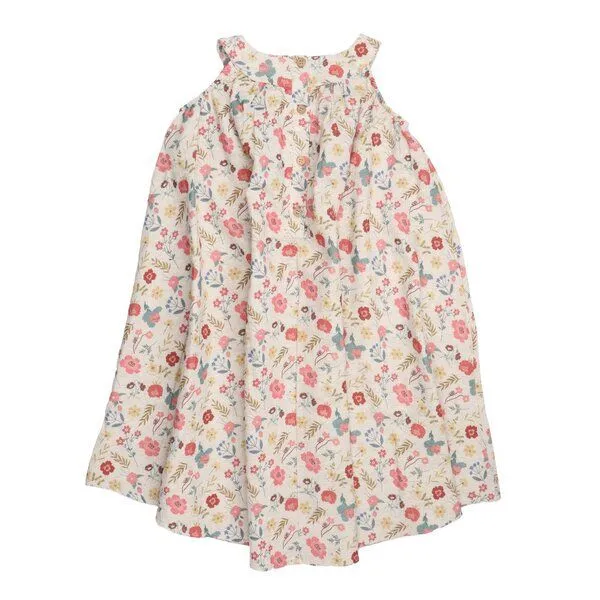 Walkiddy Kinder Kleid GOTS zertifiziert – Bio-Baumwolle, Creme mit Blumen- und Blättermuster, langärmelig, weich & bequem | Walkiddy, Mehrfarbig, – Produktbild 2 von 3