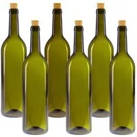 mikken mikken Nachhaltige Glasflasche 0,75 L mit Korken – Weinflasche / Ölflasche inkl. Etiketten – in Klar- oder Grünglas, Antik, – Produktbild 1 von 2
