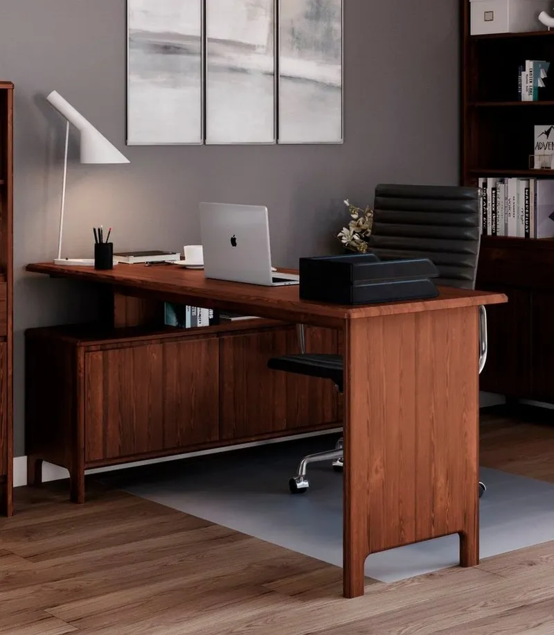 OTTO home Schreibtisch Luven, aus Massivholz, in 2 Breiten, variable Nutzung als Schreibtisch oder Eckschreibtisch, Braun, – Produktbild 3 von 5