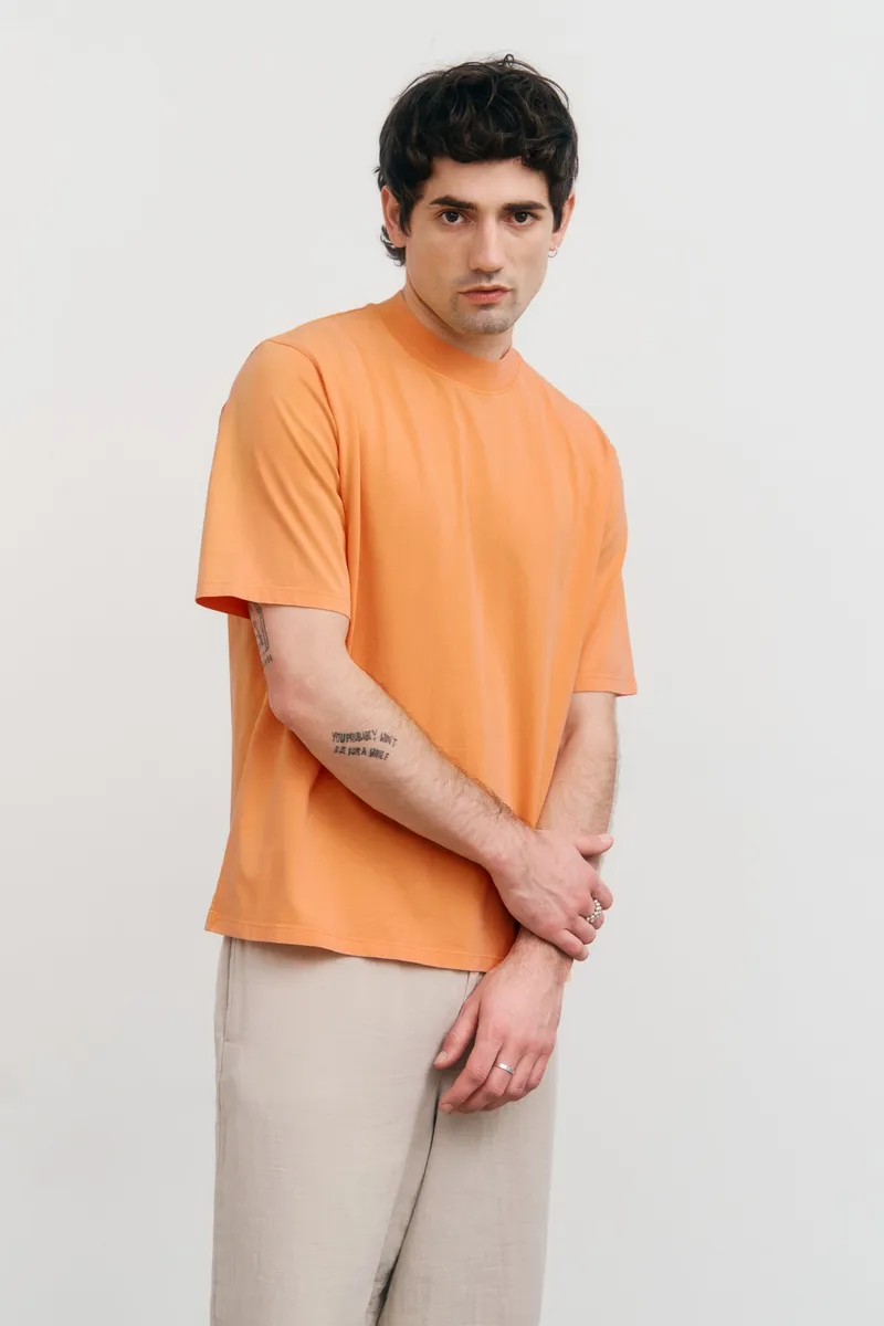 Rotholz Rotholz Herren vegan T-Shirt Breiter Kragen Faded Orange, Hell orange, – Produktbild 2 von 2