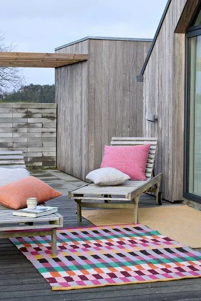 liv interior liv interior Recyceltes In-/Outdoor Kissen MELANGE, Orange, – Produktbild 2 von 4