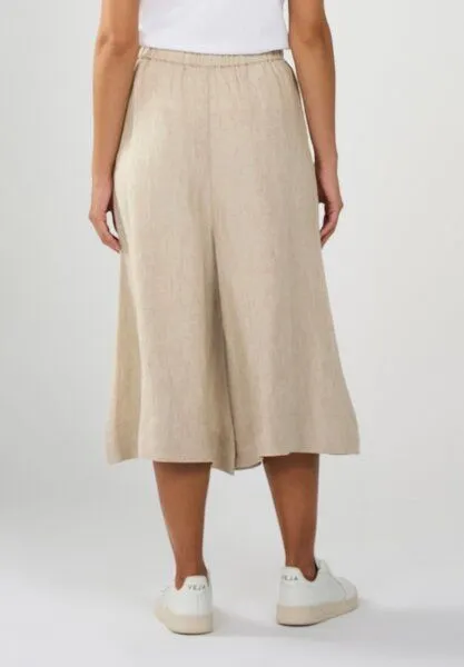 KnowledgeCotton Apparel KnowledgeCotton Apparel EVE Culotte hohe Leinen-Shorts - GOTS/Vegan, Beige (yarndyed-light-feather-gray), – Produktbild 1 von 2