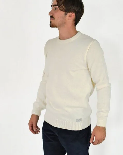 Aatise Aatise Rundhals Herrenpullover Zyclos aus recycelter Wolle, Weiß, – Produktbild 2 von 4