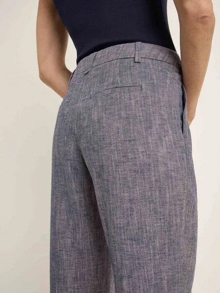 LANIUS LANIUS Hose mit Bundfalte (GOTS) aus Bio-Baumwolle und Leinen, Dark blue melange, – Produktbild 4 von 4