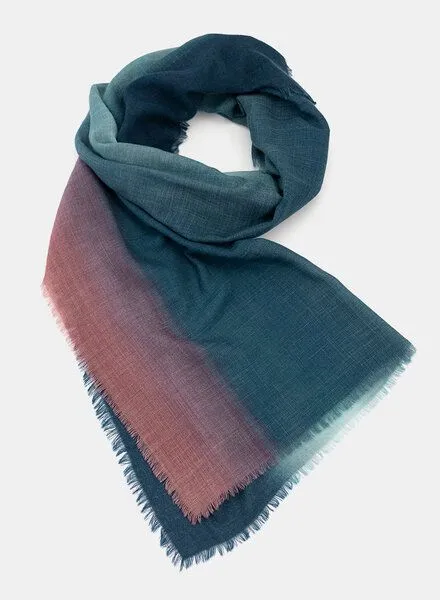 Djian Djian ILVIE –Schal aus Merino-Wolle, mulesing-frei, Blau / rosa, – Produktbild 1 von 2