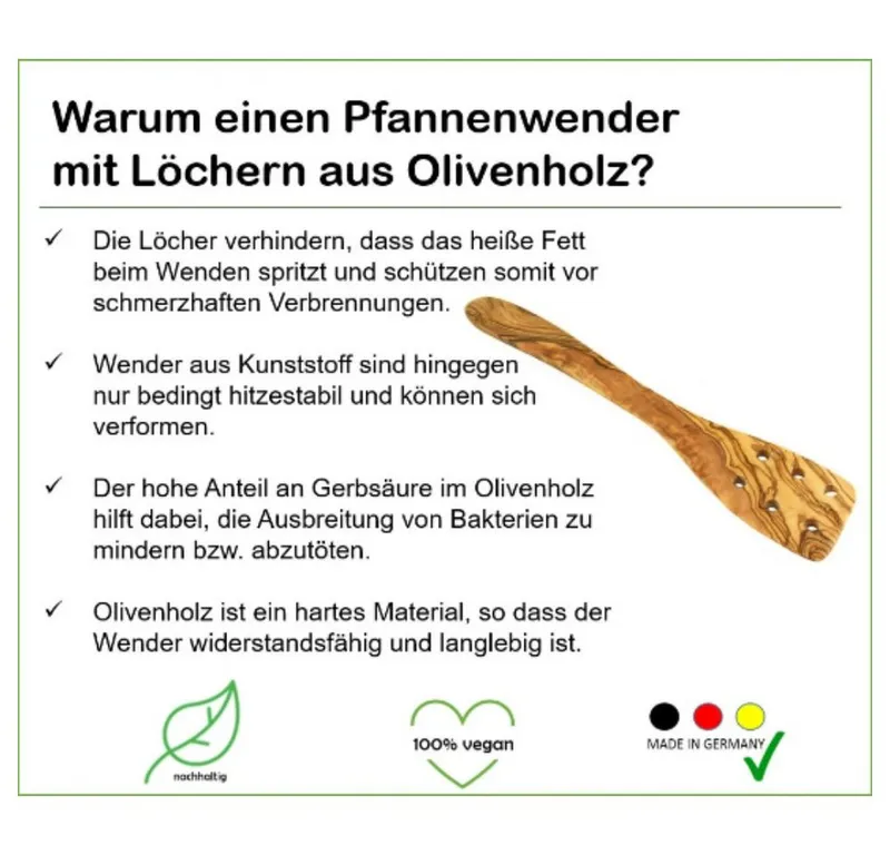 Olivenholz erleben Olivenholz erleben Pfannenwender (mit Löchern) aus Olivenholz – Produktbild 6 von 8