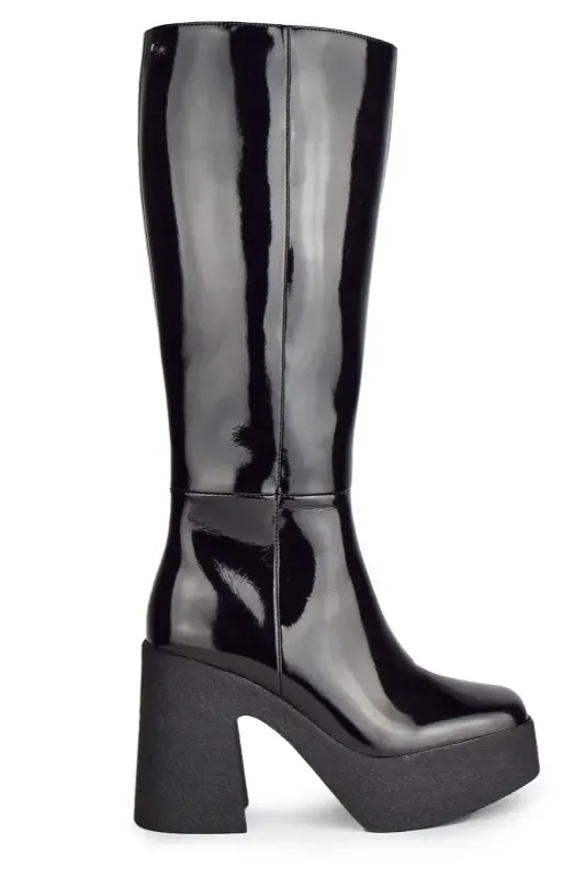 Altercore Altercore Damen vegan Plateaustiefel Clarissa Schwarz Lack, Schwarz, – Produktbild 2 von 2