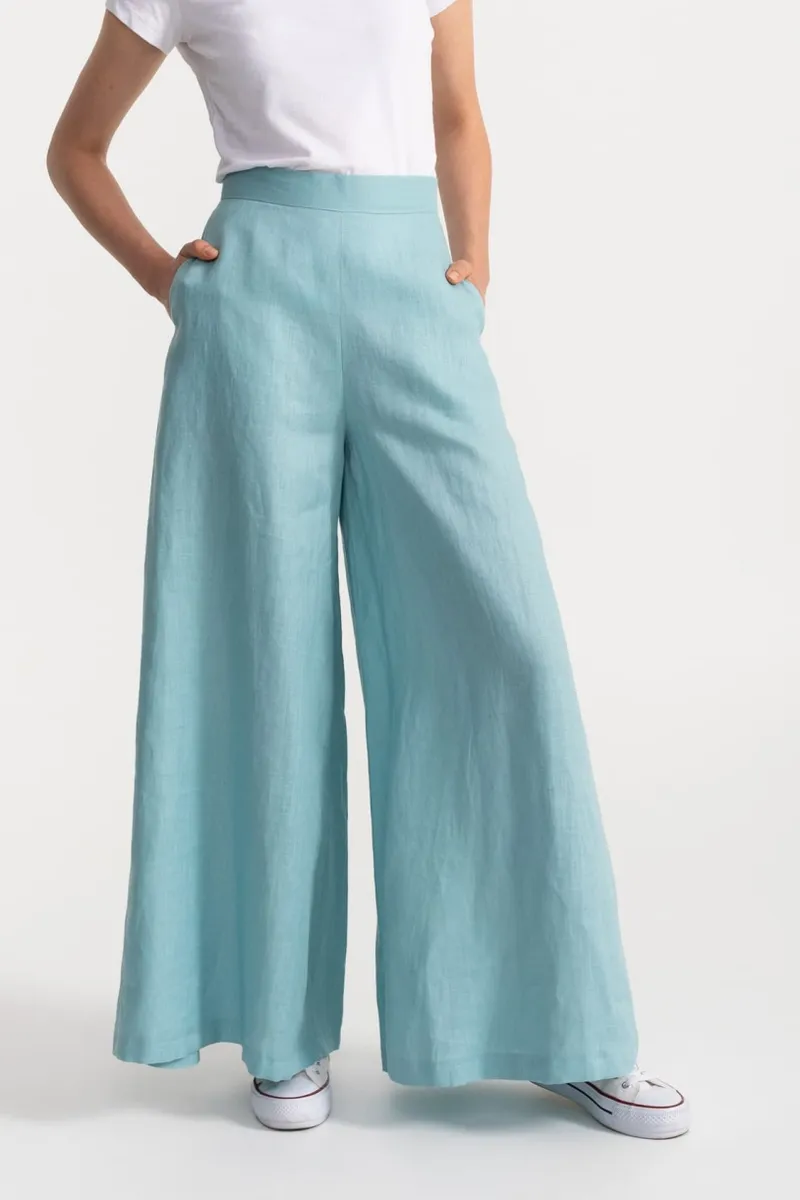 De IONESCU De IONESCU Damen vegan Hose Palazzo Leinen, Extra hellblau, – Produktbild 2 von 2