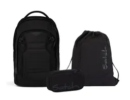 Satch Satch Schulranzen Schulrucksack-Set MATCH PLUS Blackjack 3-teilig (3-teilig), Schulranzen, ergonomisch, 30 + 5 Liter, 4 Fächer – Produktbild 1 von 1