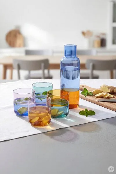 Tranquillo Tranquillo Karaffe RAIINBOW – Borosilikatglas, Blau, – Produktbild 5 von 5