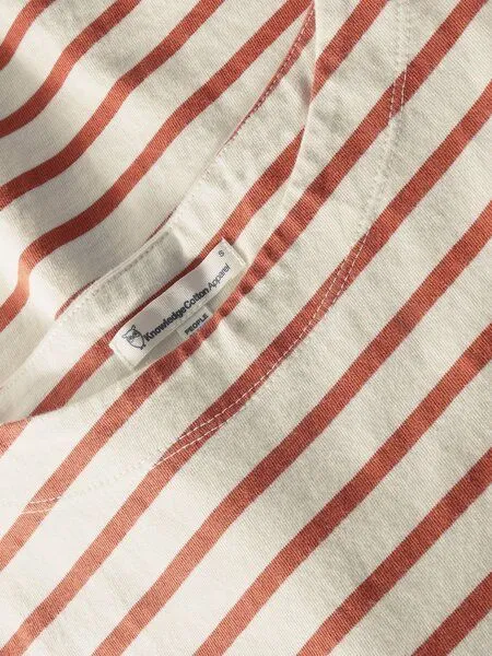 KnowledgeCotton Apparel KnowledgeCotton Apparel T-Shirt-Kleid mit Streifen aus Bio-Baumwolle, Rot-red-striped, – Produktbild 2 von 3