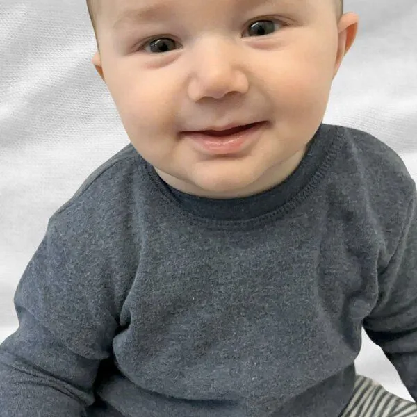 OrganicEra Baby Langarm T-shirt 'OrganicEra' aus Bio Baumwolle, Indigo melange (blau), – Produktbild 3 von 4