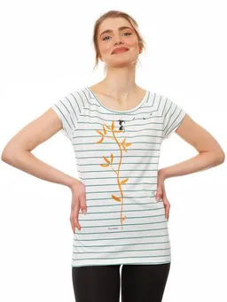 FellHerz FellHerz Damen T-Shirt Me Time striped white teal Bio Fair und Vegan – Produktbild 1 von 1