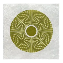 Veskor Cassiopeia Veskor Cassiopeia CENTRAL SUN Sonnen Linoldruck | 22 × 22 cm | Lindgrün auf Naturweiß – Produktbild 1 von 1